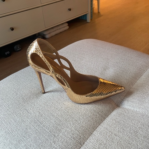Aquazzura Gold Metallic Heels with braided detail - Picture 15 of 16